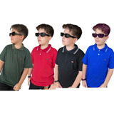 Kit 4 Camisas Gola Polo Infantil Menino Básica Masculina