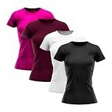 Kit 4 Camisetas Femininas Dry Fit Poliéster Premium Proteção Uv 50 (br, Alfa, G, Regular, Preto/branco/bordo/pink)