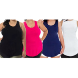 Kit 4 Camisetas Fitness Plus Size Tapa Bumbum Uv50 dry
