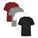 Kit 4 Camisetas Masculina Lisa Premium 100 Algodão