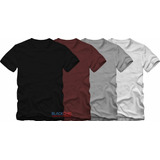 Kit 4 Camisetas Tamanho Especial Básicas Lisas 100% Algodão