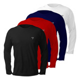 Kit 4 Camisetas Térmicas Masculina Segunda Pele Camisa Uv50