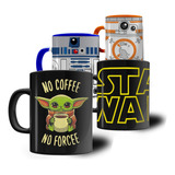 Kit 4 Canecas Porcelana Star Wars Baby Yoda R2 Bb8 Xícara