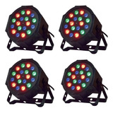 Kit 4 Canhao De Led 18 Leds 1w Rgb Dmx Iluminacao Dj Festa