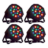 Kit 4 Canhão Refletor 18 Led Dmx Display Digital Par 64 Slim
