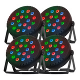 Kit 4 Canhão Refletor 18 Leds Rgb 18w Dmx Iluminação Show Dj