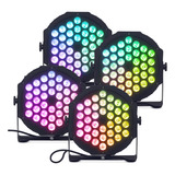 Kit 4 Canhão Refletor 36w Leds Par 64 Rgb Iluminação Dj Dmx