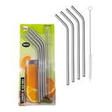 Kit 4 Canudos Aço Inox Metal Reutilizável Escova P Drink
