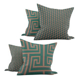 Kit 4 Capa Almofada 45x45 Design Geométrico Moderno Jacquard