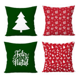 Kit 4 Capa De Almofada Brk 45x45 Feliz Natal Diversas Zíper