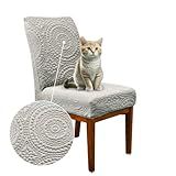 Kit 4 Capa De Cadeira Jantar Anti Arranhão De Gato Mandala Cinza Claro
