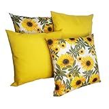 Kit 4 Capa Para Almofada Decorativa 45x45 Estampada E Lisa Gorgurinho Com Zíper Girassol Amarelo 