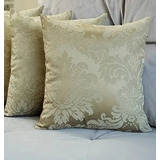 Kit 4 Capas Almofadas De Jacquard 40x40 Direto Da Fábrica Cor Avelã Florido
