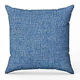 Kit 4 Capas De Almofada 60x60 Grande Veludo Linho Azul Jeans Luxo