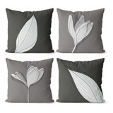 Kit 4 Capas De Almofadas Escandinavo Preto Cinza E Branco