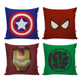 Kit 4 Capas De Almofadas Infantil Super Heróis Decorativas