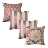 Kit 4 Capas De Almofadas Jacquard Luxo 45x45cm Escolha A Cor