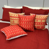 Kit 4 Capas Para Almofadas Estampas Natal Papai Feliz Natal Cor Rena Vermelha