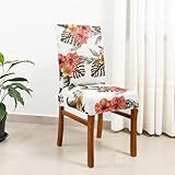 Kit 4 Capas Para Cadeira Estampada Malha Gel SonhoLar -100- Poliéster- -Floral Cinza-