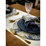 Kit 4 Capas Toile Jouy Base Mdf C Guardanapos E Trilhos