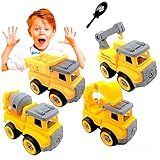 Kit 4 Carrinho Monta E Desmonta Didático Brinquedo Educativo Caminhão Infantil Personagem Caminhão Amarelo E Carro Interativo Para Crianças