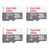 Kit 4 Cartão De Memória Sandisk 32gb Classe 10 Ultra 