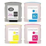 Kit 4 Cartuchos 10 Preto E 82 Color Designjet 500 815 820