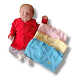 Kit 4 Casaquinho Liso Agasalho Bebê Casaco Algodão Cardigan