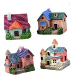Kit 4 Casinhas Terrários Mini Jardim Miniatura Casas Cactos
