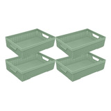 Kit 4 Cestos Organizador Armário Gaveta Lavanderia M 33x23