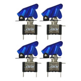 Kit 4 Chave Botão Liga Desliga 2 Posições 12v Capa Azul Led