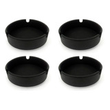 Kit 4 Cinzeiros De Silicone Redondo Não Derrete Não Quebra Cor Preto