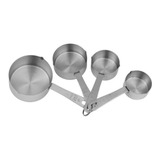 Kit 4 Colheres Medição Dosador Aço Inox Copos E Bico Medir