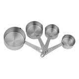 Kit 4 Colheres Medição Dosador Aço Inox Copos E Bico Medir