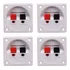 Kit 4 Conector Borne Preto/branco Quadrado 2 Vias P/caixa