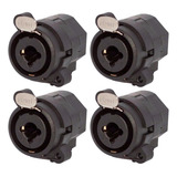 Kit 4 Conectores Combo Xlr P10 Trs Fêmea Painel Wireconex