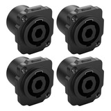 Kit 4 Conectores Speakon Fêmea Painel Trava Metal Wireconex