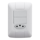 Kit 4 Conjunto 4x2 C 2 Interruptores Simples Tomada 20a