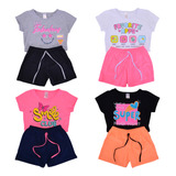 Kit 4 Conjunto Cropped Juvenil Menina Verão Infantil 10 Ao16