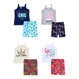 Kit 4 Conjunto Infantil Juvenil Menina Roupa Feminina Verão