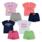 Kit 4 Conjunto Infantil Juvenil Menina Verão Básico 10 14