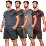 Kit 4 Conjuntos Dry Fit Masculino Camisas Shorts Academia