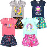 Kit 4 Conjuntos Infantil Menina Verão Roupa Criança Atacado