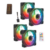 Kit 4 Cooler Fan 120mm Rgb Argb Controladora Pc Gamer Cpu