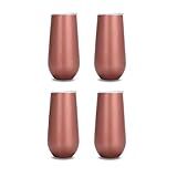Kit 4 Copo Termico Champagne Espumante Drink 180ml Aço Inox Mantem Temperatura 6 Horas Rose 