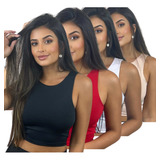 Kit 4 Cropped Blusa Alcinha Regata Suplex Básica Nadador