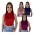 Kit 4 Cropped Cavado Gola Alta Malha Canelada Varias Cores