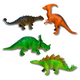 Kit 4 Dinossauros Borracha Brinquedo Infantil Estegossauro