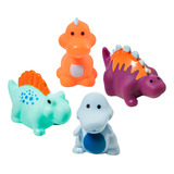 Kit 4 Dinossauros Brinquedo Banho Atóxico Esguicha Água 4 M