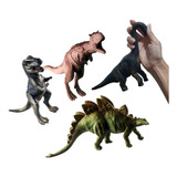 Kit 4 Dinossauros Brinquedo De Borracha Boneco Macio Rex